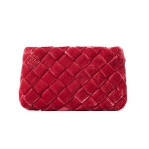 Loeffler Randall Aviva Rose Pink Woven Velvet Clutch Bag NWOT